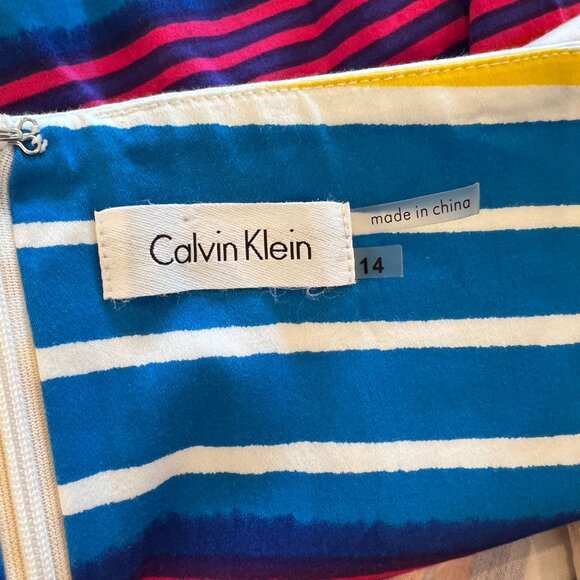 Calvin Klein Multicolor Striped Criss Cross Back Dress Size 14 - Picture 3 of 7